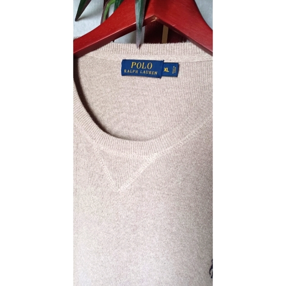 Polo by Ralph Lauren Men's Cotton Knit Sweater with Navy Blue Pony Logo - Picture 5 of 8